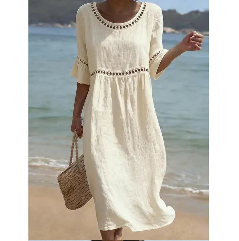 Cream boho midi dress