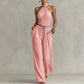 Pink sleeveless halter outfit