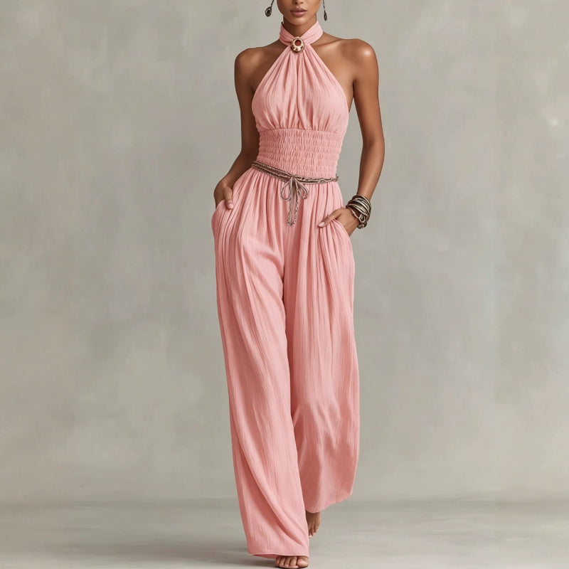 Pink sleeveless halter outfit