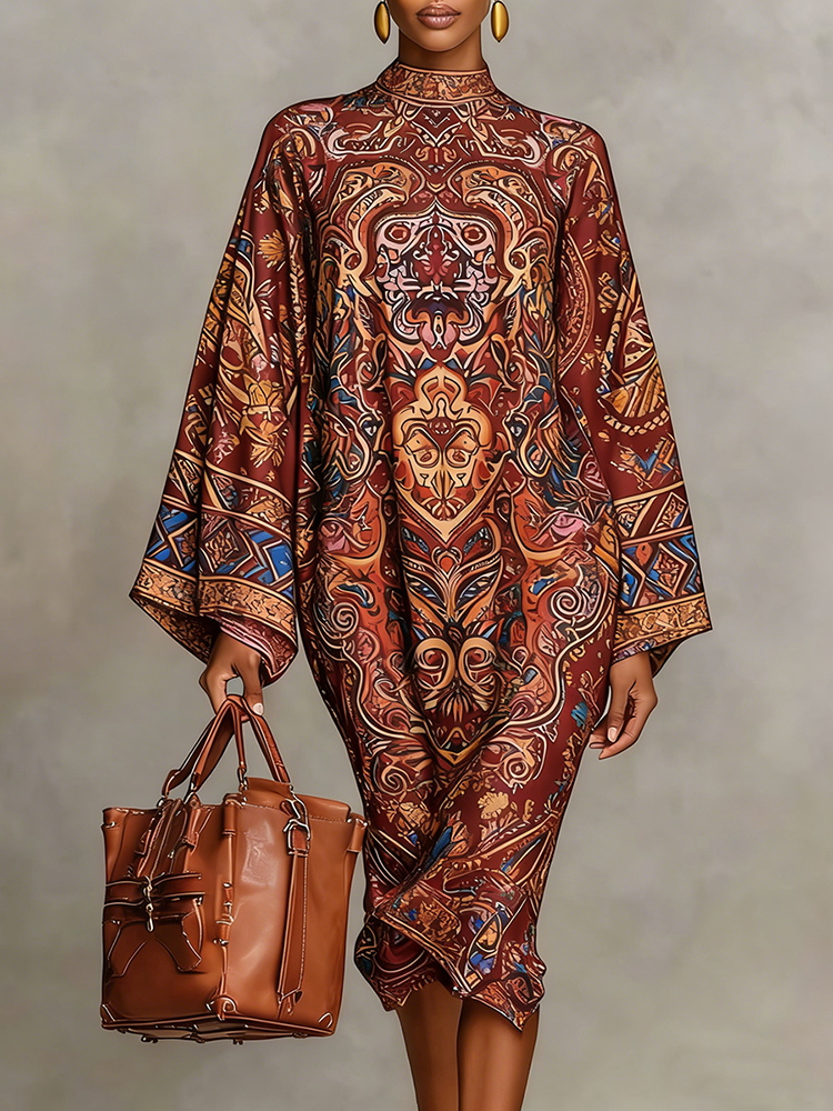 Bohemian wide sleeve dress