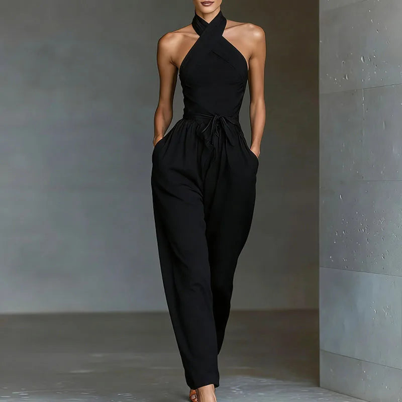 Black halter palazzo jumpsuit