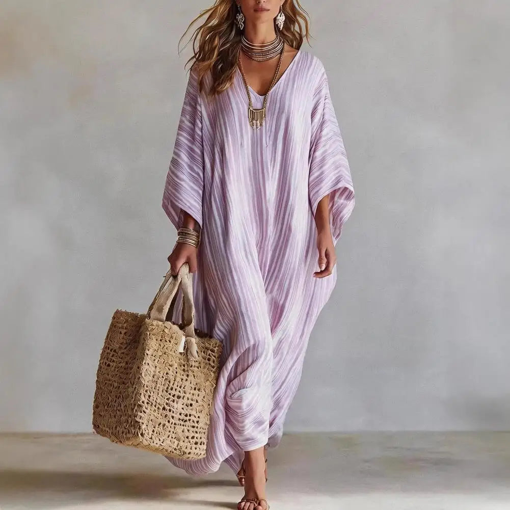 V Neck Boho Caftan Maxi Dress