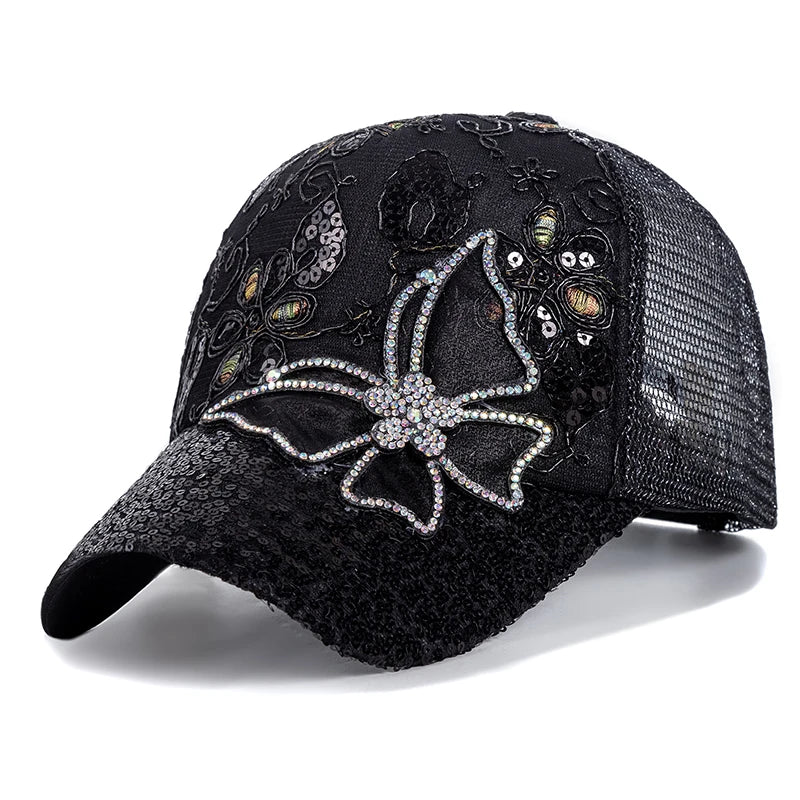 Black butterfly baseball hat