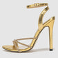 Gold cocktail heel sandals