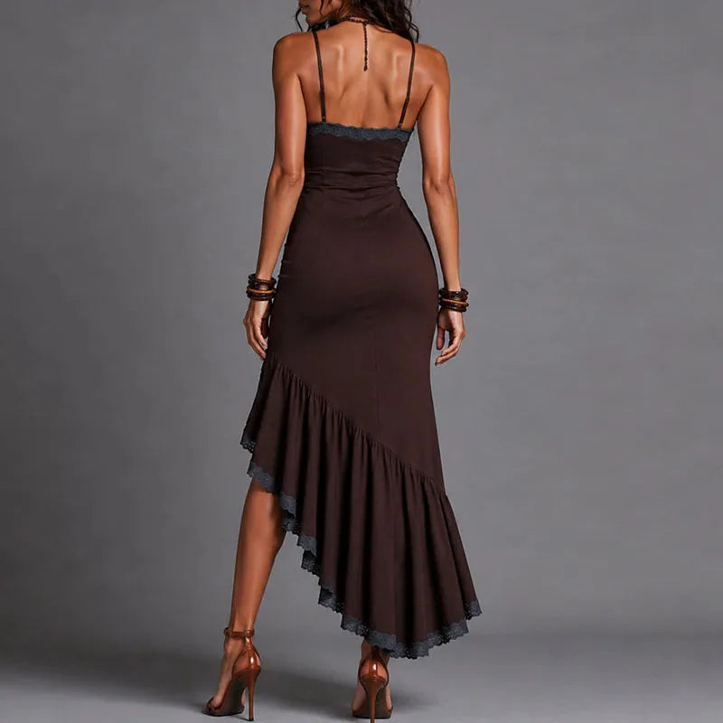 Brown Lace Maxi Dress