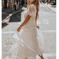 Flutter sleeve lace dress