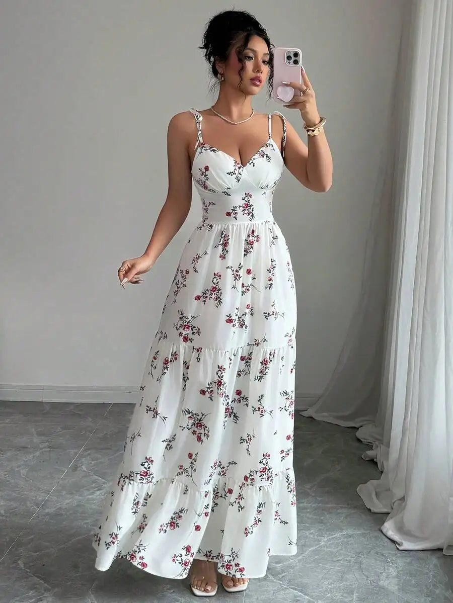 White floral maxi dress