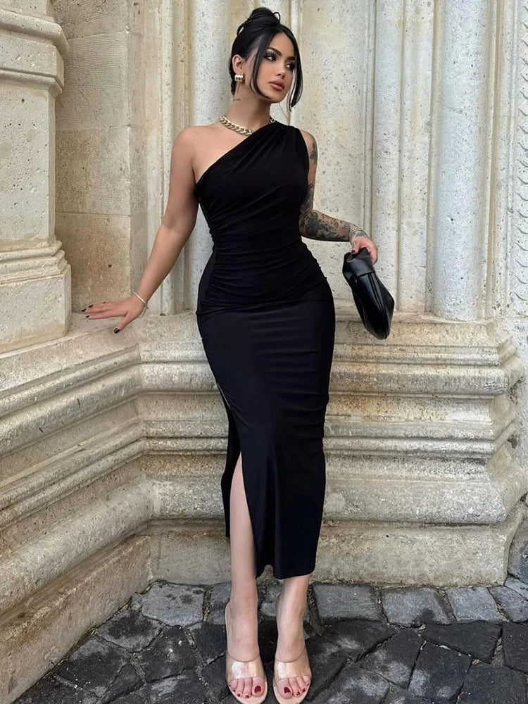 One shoulder midi dress