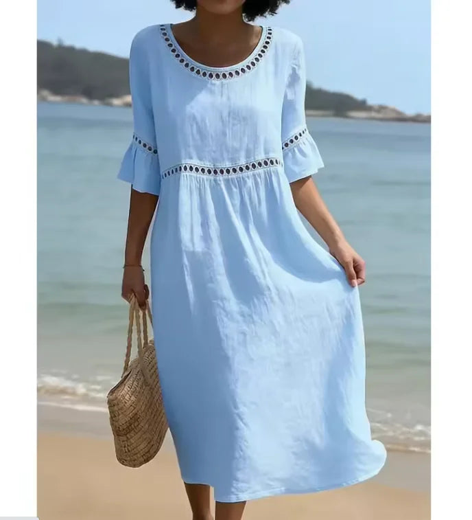 Blue boho midi dress