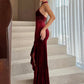 Sleeveless burgundy velvet dress