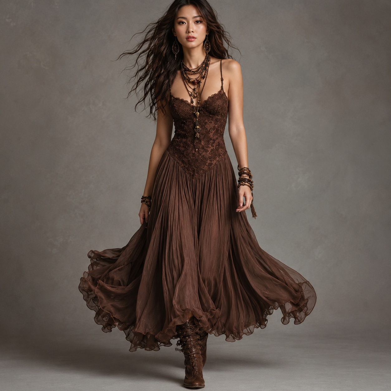 Boho lace maxi dress