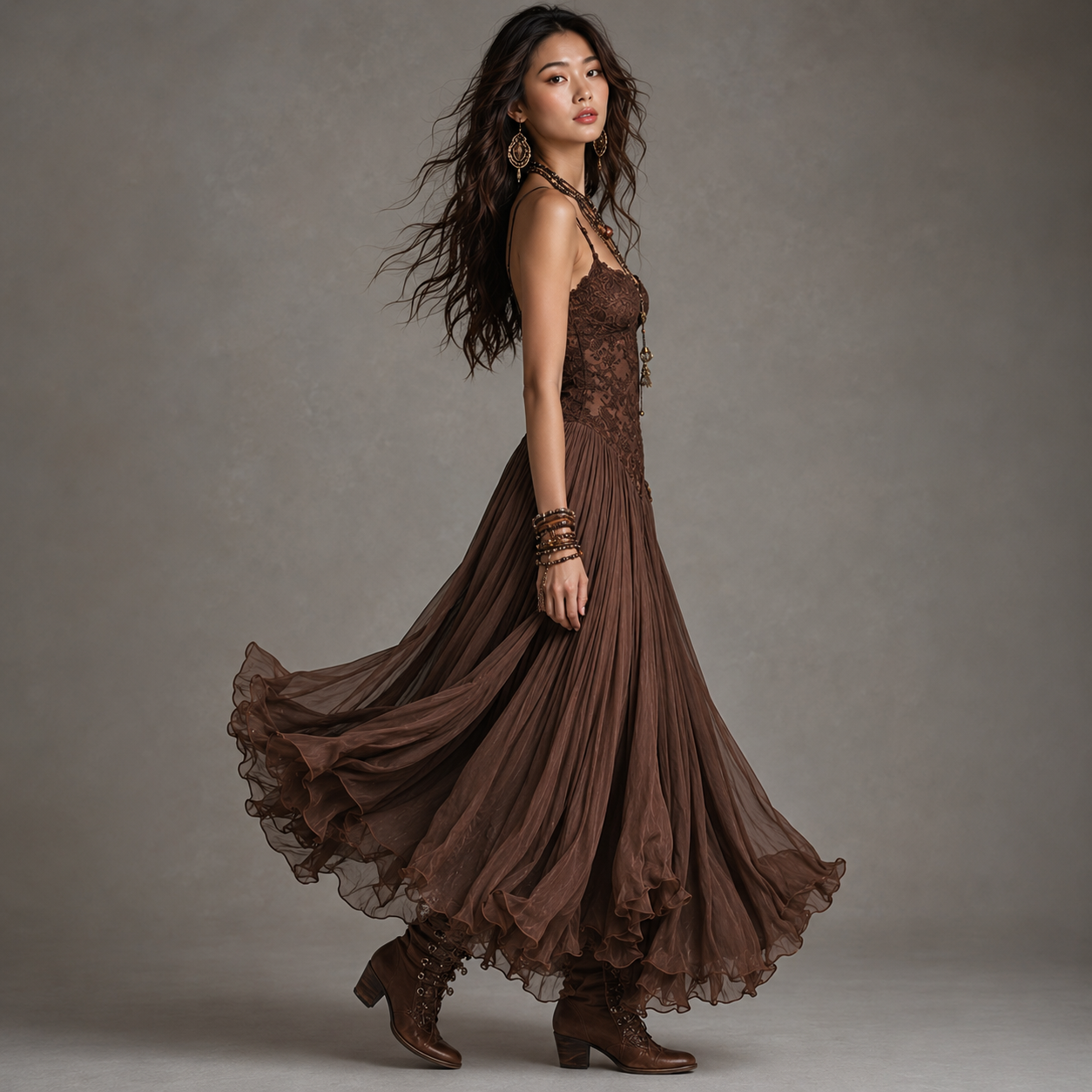 Flowy layered maxi dress