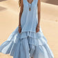 V Neck Tiered Maxi Dress: Bohemian Ruffle Dress