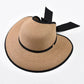Woven Straw Hat with Bow: Floppy Bow Ribbon Hat