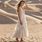 V Neck Tiered Maxi Dress: Bohemian Ruffle Dress