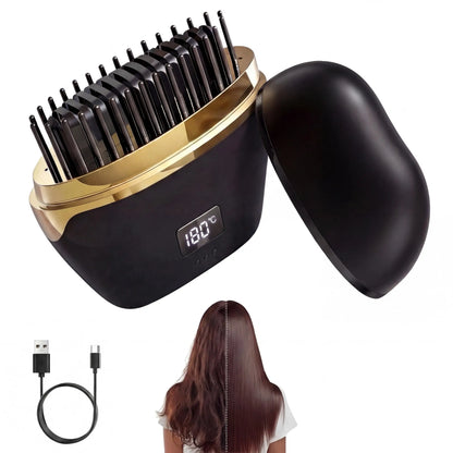 Heated Hair Straightening Brush: Digital Temperature Styling Comb with Protective Cover