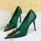 10cm Pointed Toe High Heel Pumps with Metal Buckle