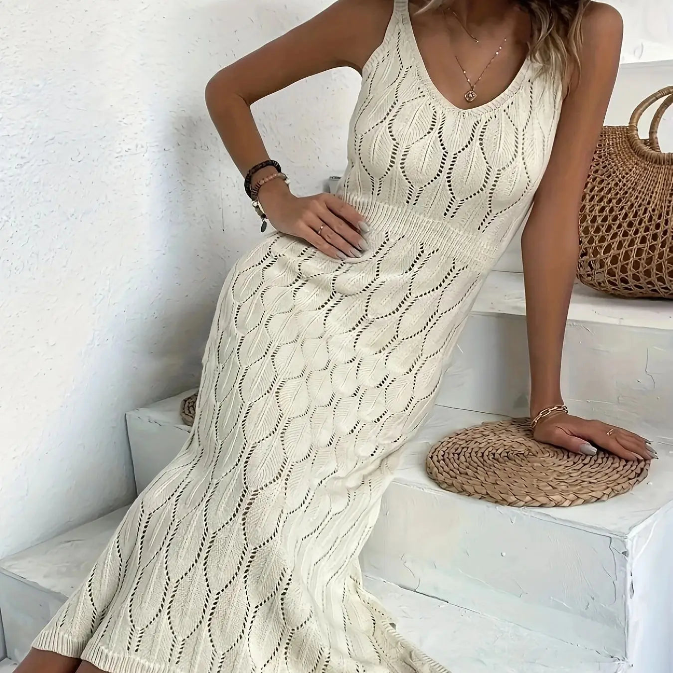 sachin and babi light blue dress NOT TOO CASUAL KNIT MAXI DRESS IN BEIGE – AKIRA main image 0