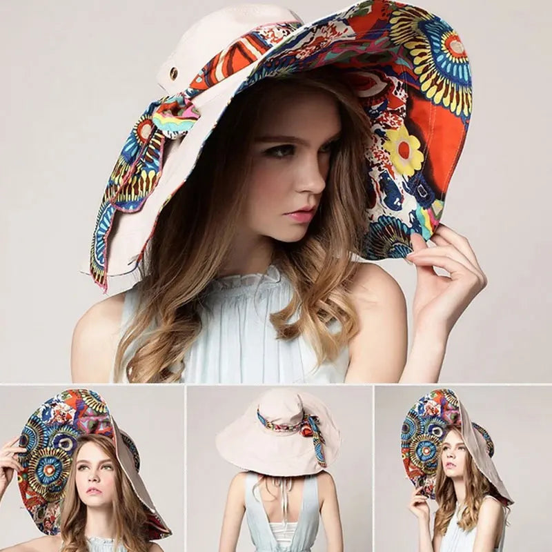 Folding Sun Hat: Stylish Wide Brim UV Protection Flower Hat