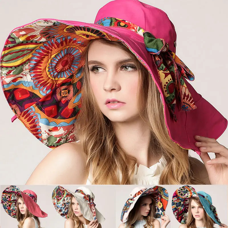 Folding Sun Hat: Stylish Wide Brim UV Protection Flower Hat