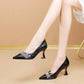 Classic Navy Blue Block Heel Shoes