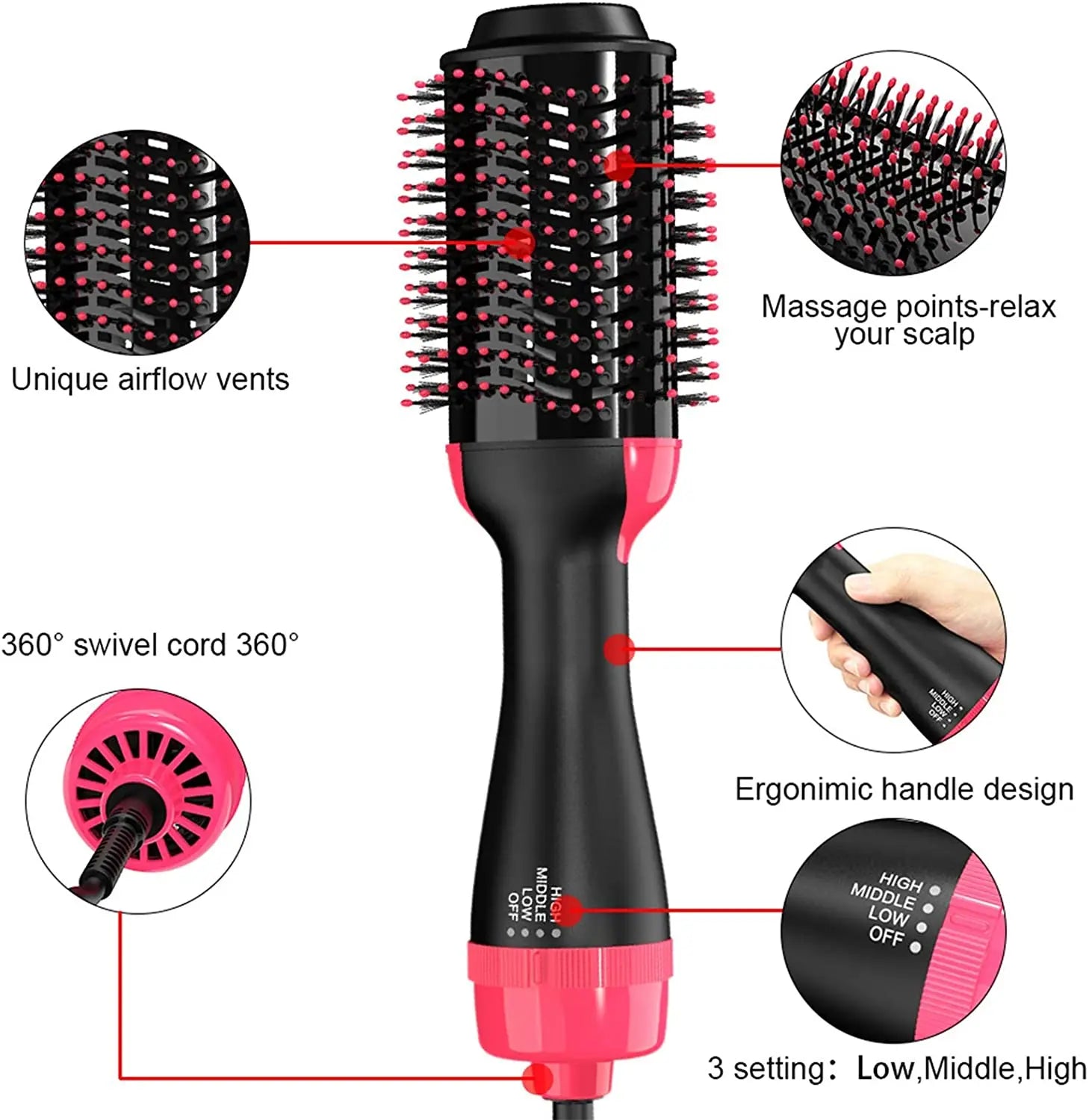 One step styling brush