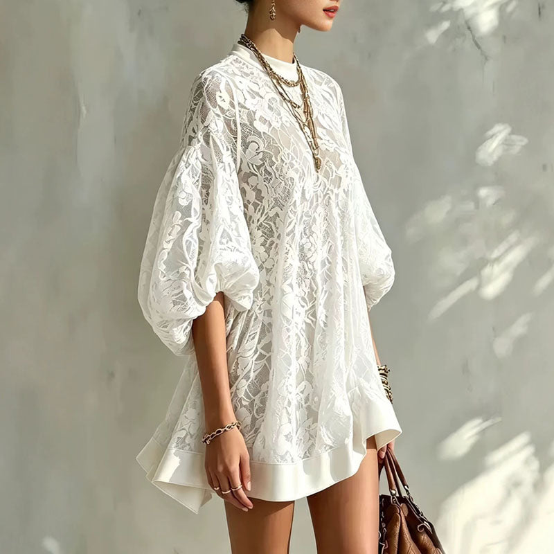 Floral lace mini dress
