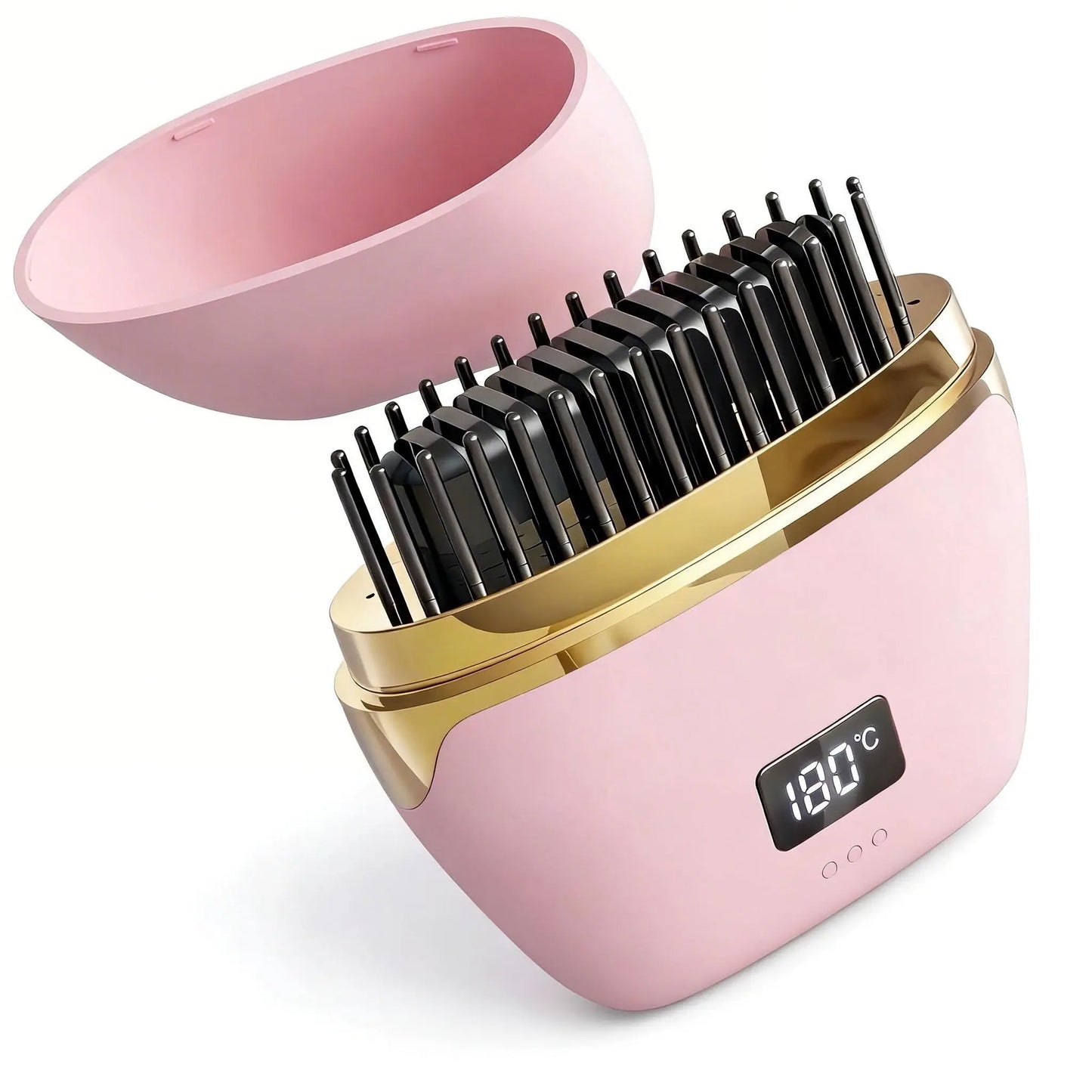 Heated Hair Straightening Brush: Digital Temperature Styling Comb with Protective Cover