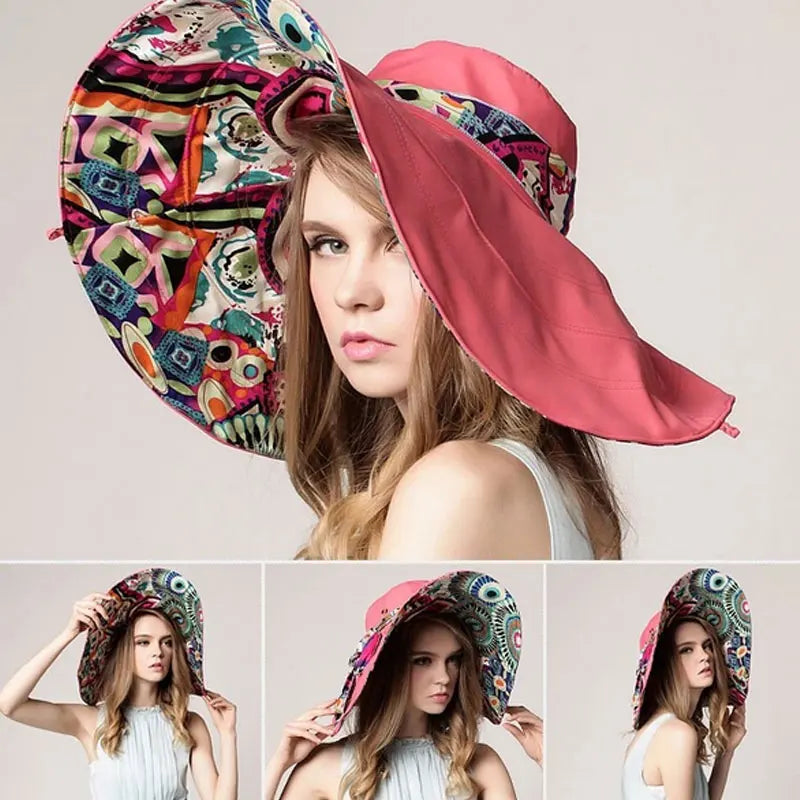 Folding Sun Hat: Stylish Wide Brim UV Protection Flower Hat