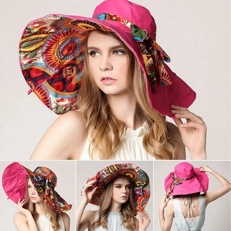 Folding Sun Hat: Stylish Wide Brim UV Protection Flower Hat