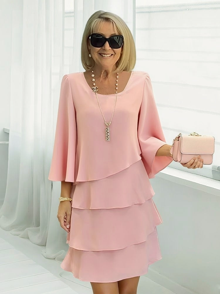 Pink tiered ruffle dress
