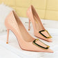 10cm Pointed Toe High Heel Pumps with Metal Buckle