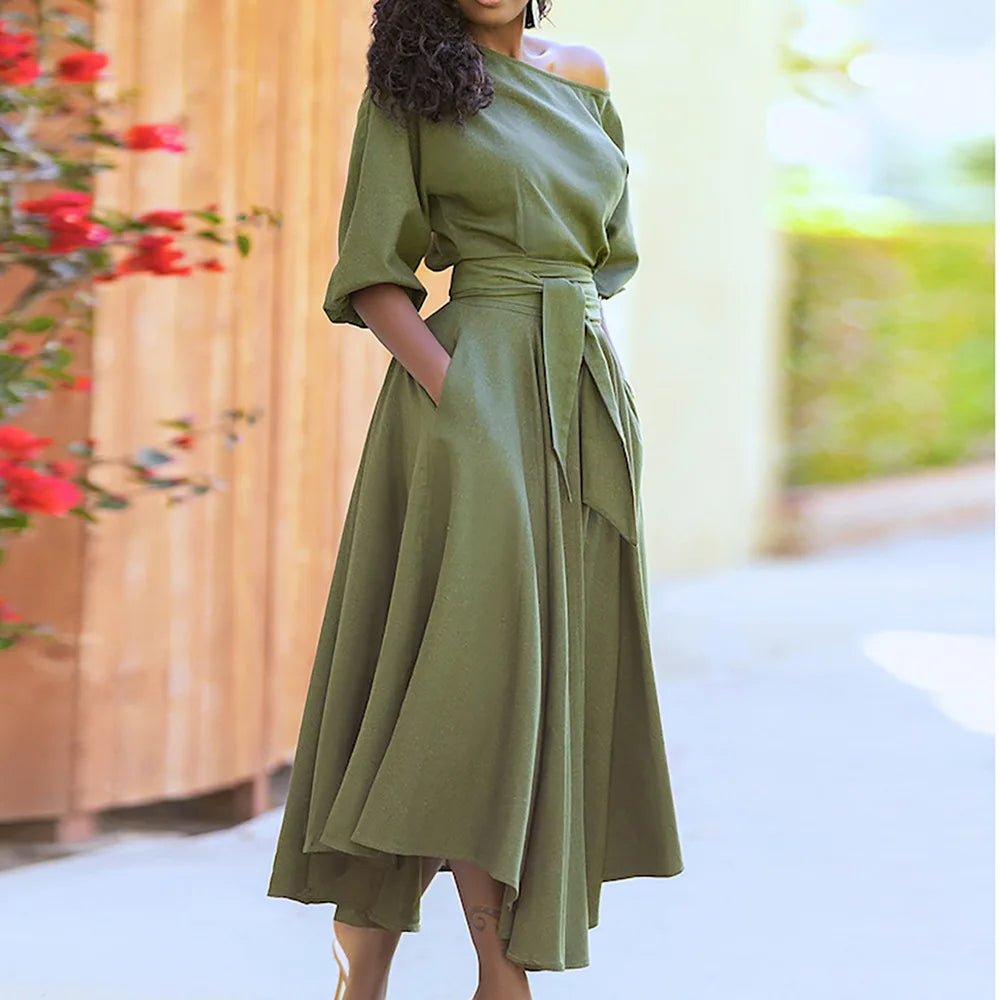 Belted A line dress