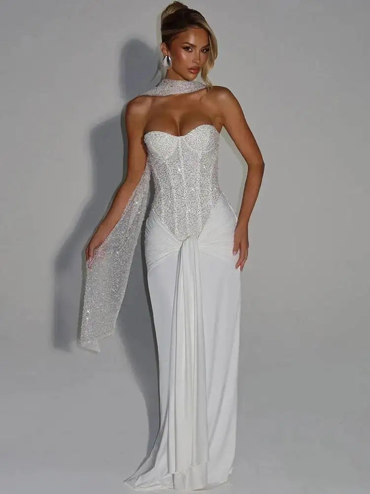 White Sweetheart Corset Gown