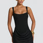 Elegant black corset dress front view