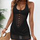 Black crochet beach cover up