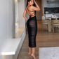 Adjustable side slit black dress