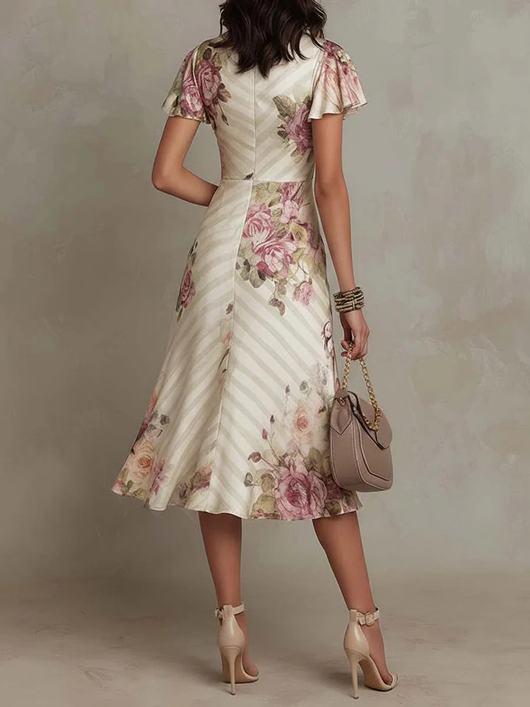 Floral ruched midi dress