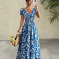 Elegant blue botanical maxi dress