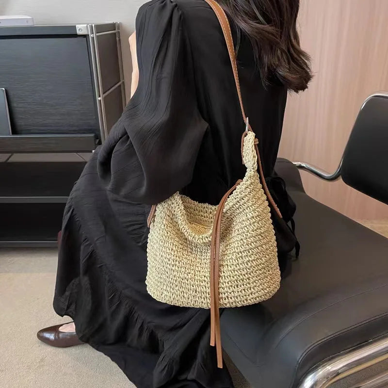 Woven Bucket Tote Bag