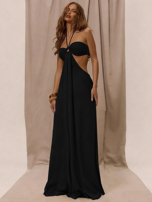 Cut Out Halter Wide Leg Jumpsuit