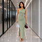 Ruched Side Slit Dress