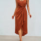 Ruched tie front midi dress