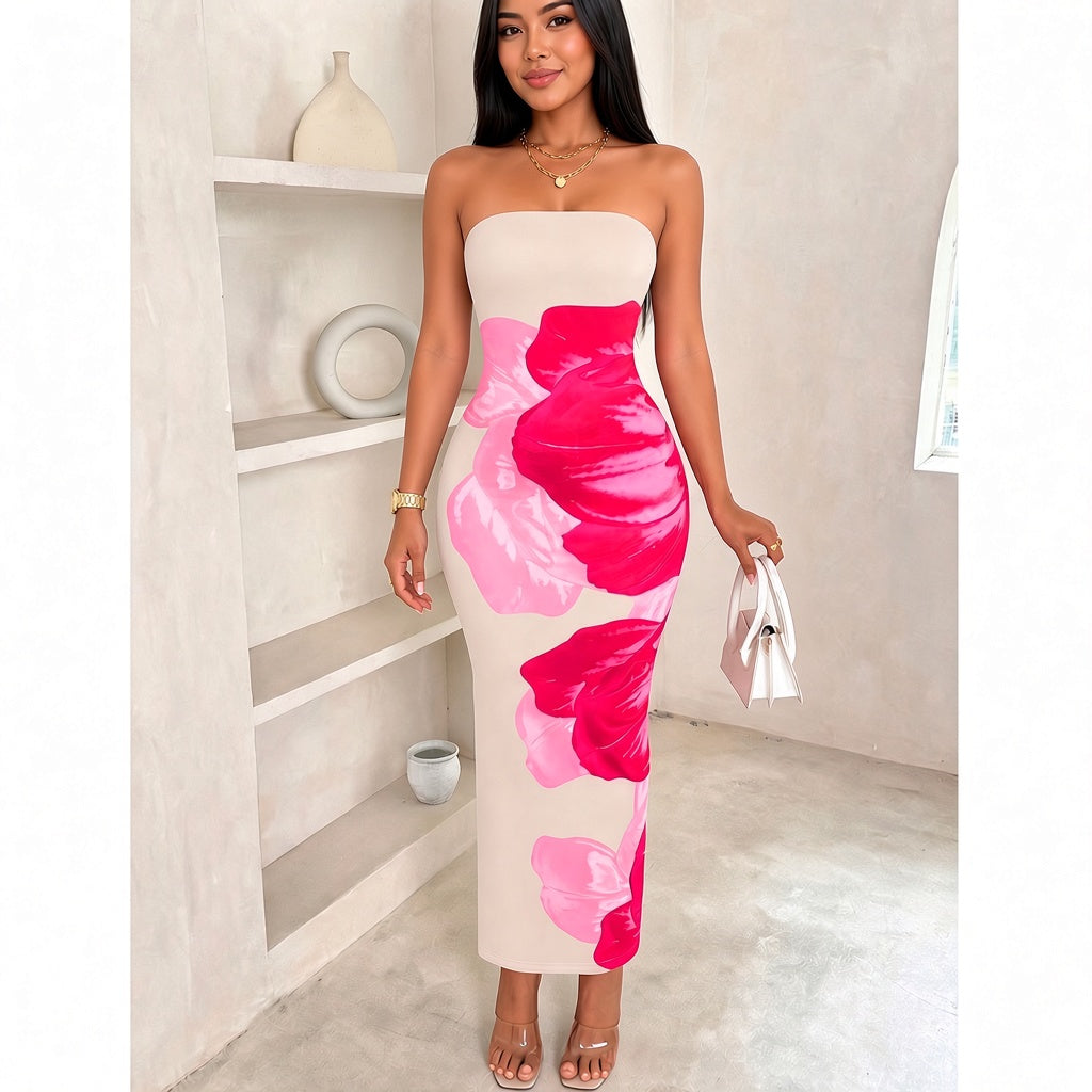 Figure hugging floral midi dress
