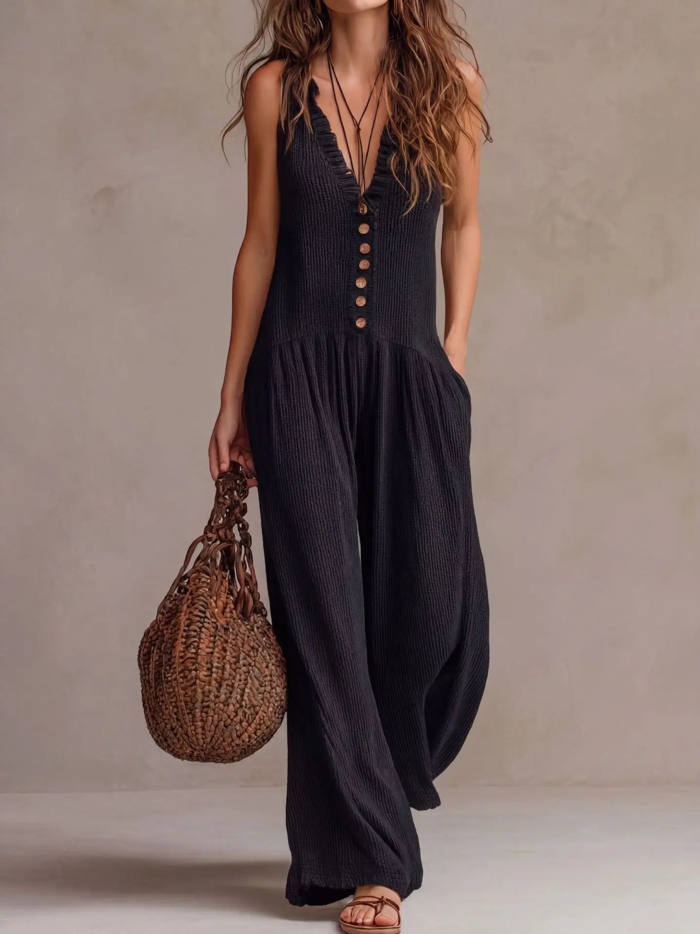 Sleeveless Wide Leg Jumpsuit