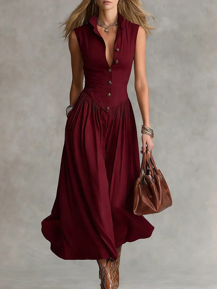 Burgundy flowing maxi dress