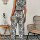 Ornate print sleeveless jumpsuit