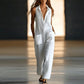 Collared sleeveless jumpsuit