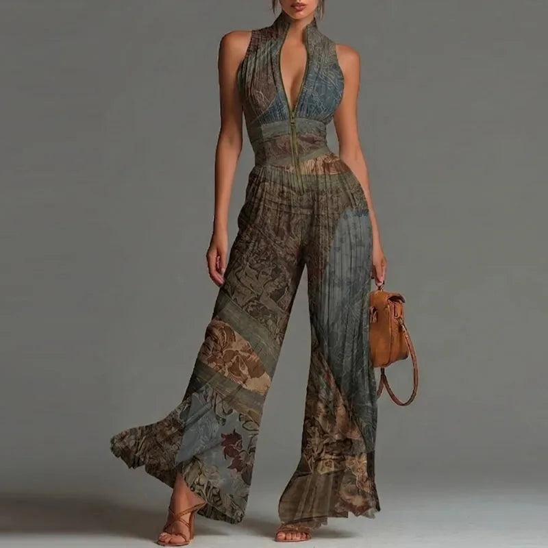 Deep V pleated one piece