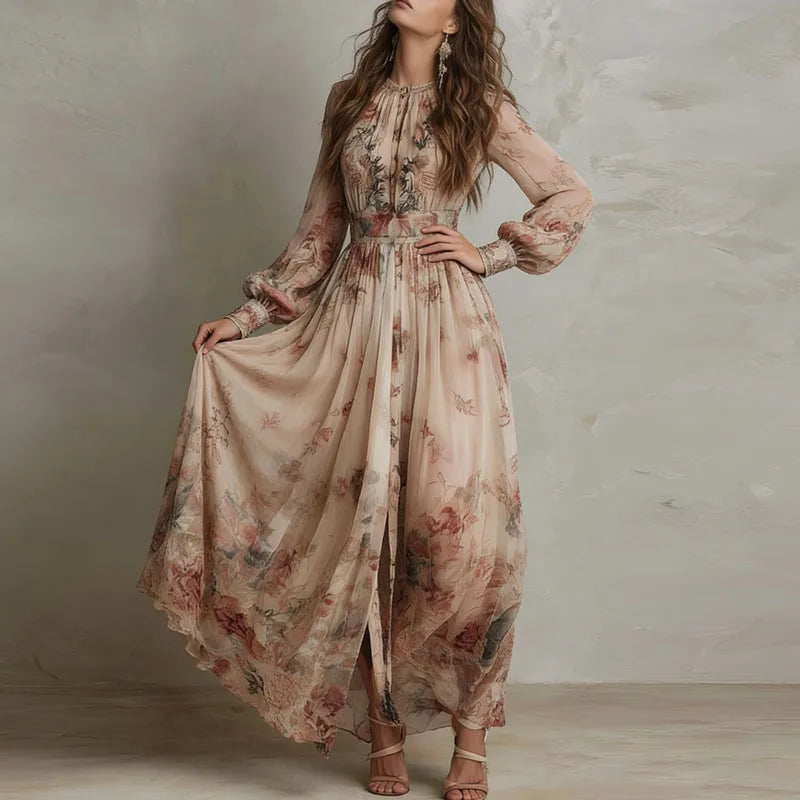 Floral chiffon maxi dress
